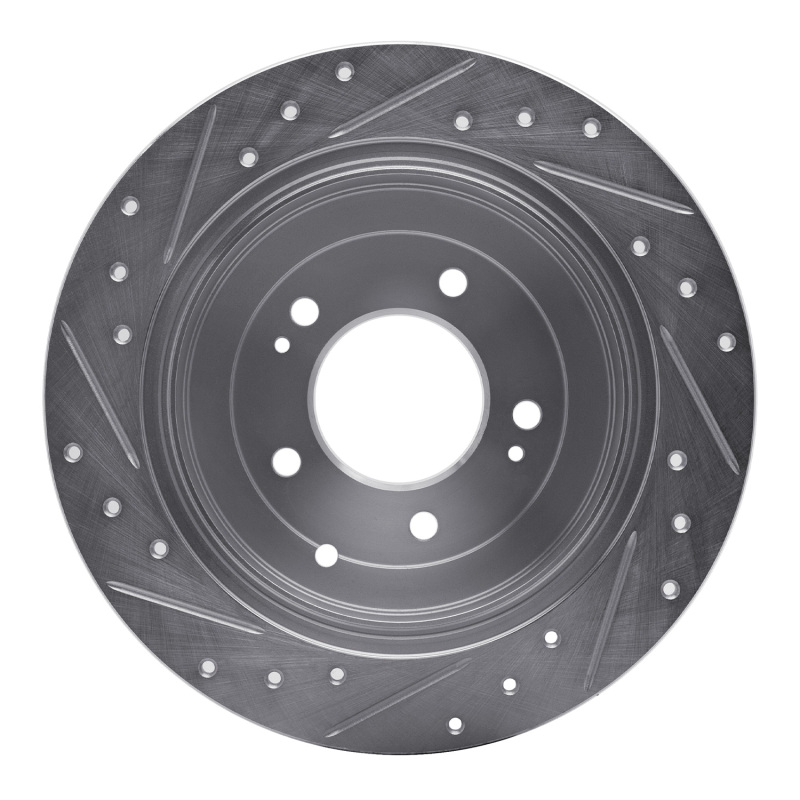 Hyundai TUCSON Brake Rotor (1) - Rear Right - R1 Concepts - Drilled & Slotted - Silver - `16-`22